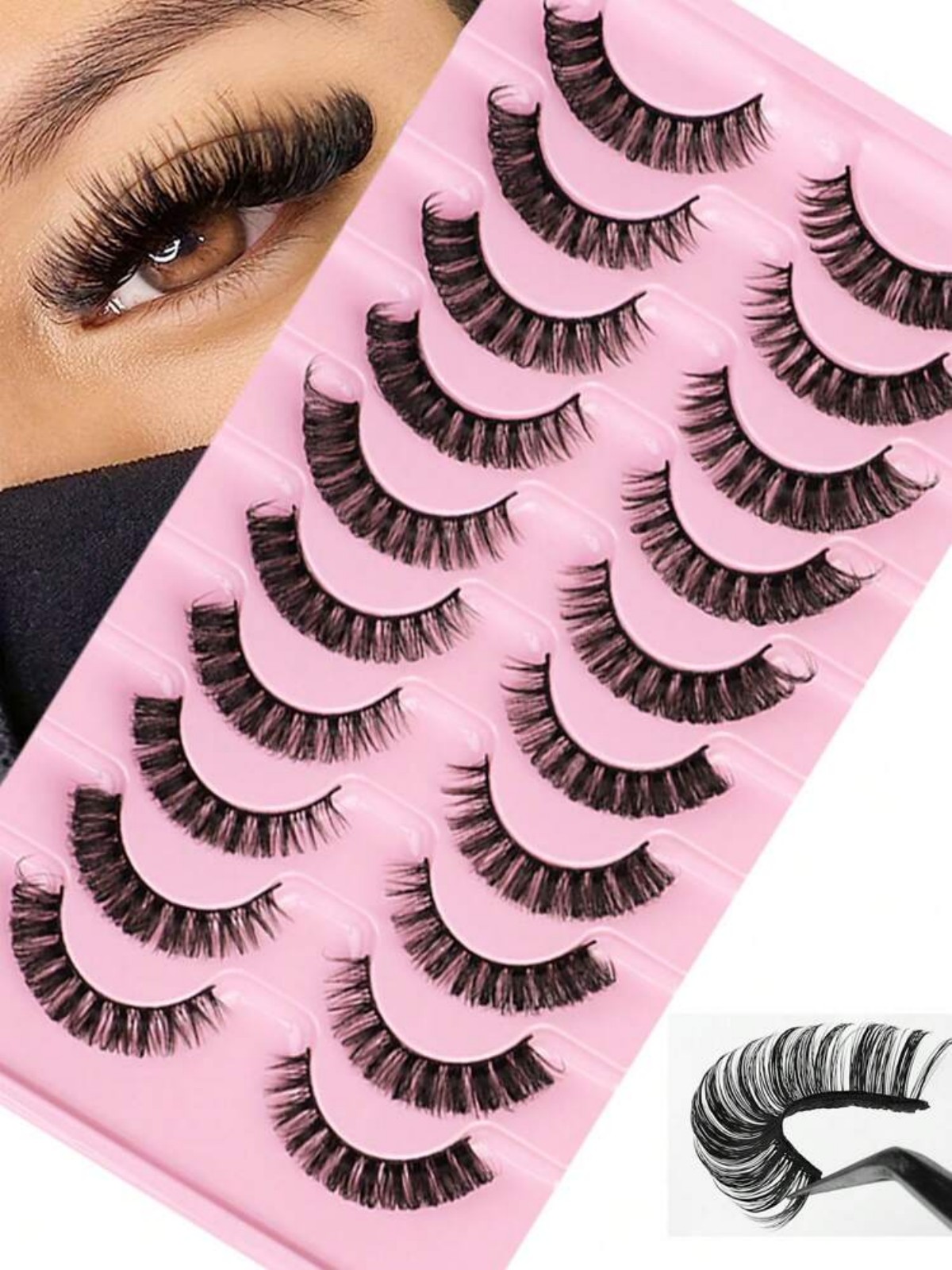 Beauty Makeup Design - Russian Striped False Eyelashes Kit,Dramatic Long