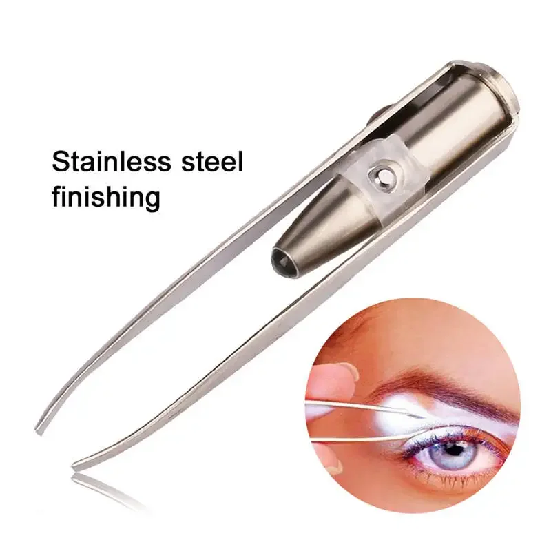 Beauty Makeup Design - 1/3Pcs Led Eyebrow Tweezers Stainless Steel
