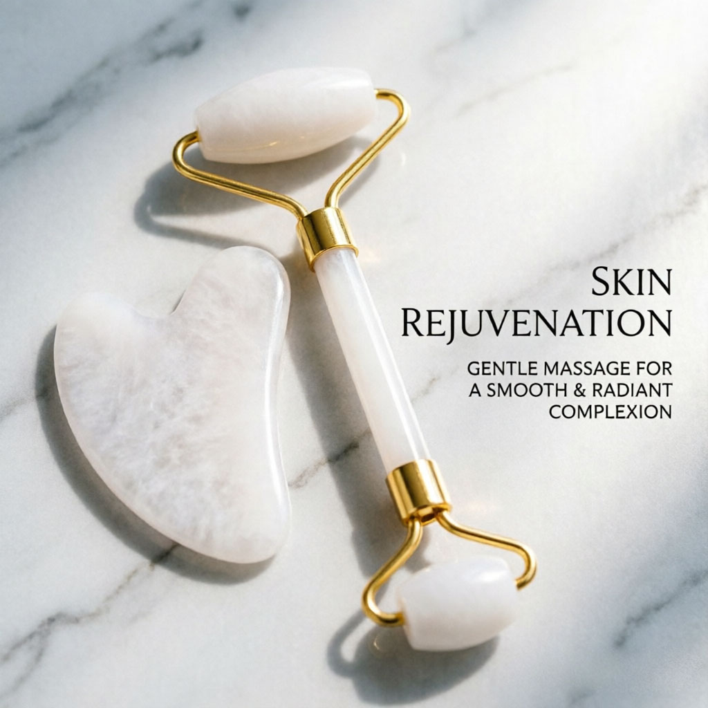 Face Massager - White Gua Sha Natural Jade White
