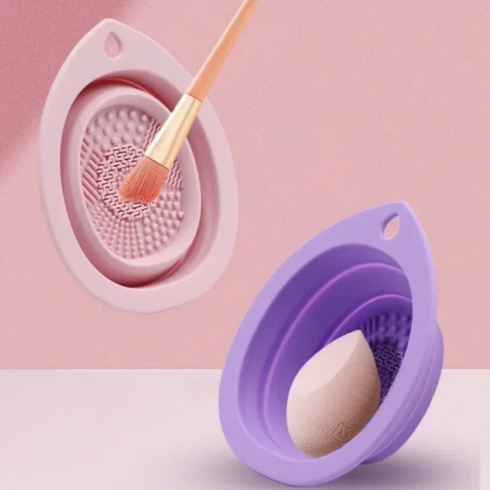 Beauty Makeup Brushes - Silicone Makeup Brush Cleaning Bowl Foldable