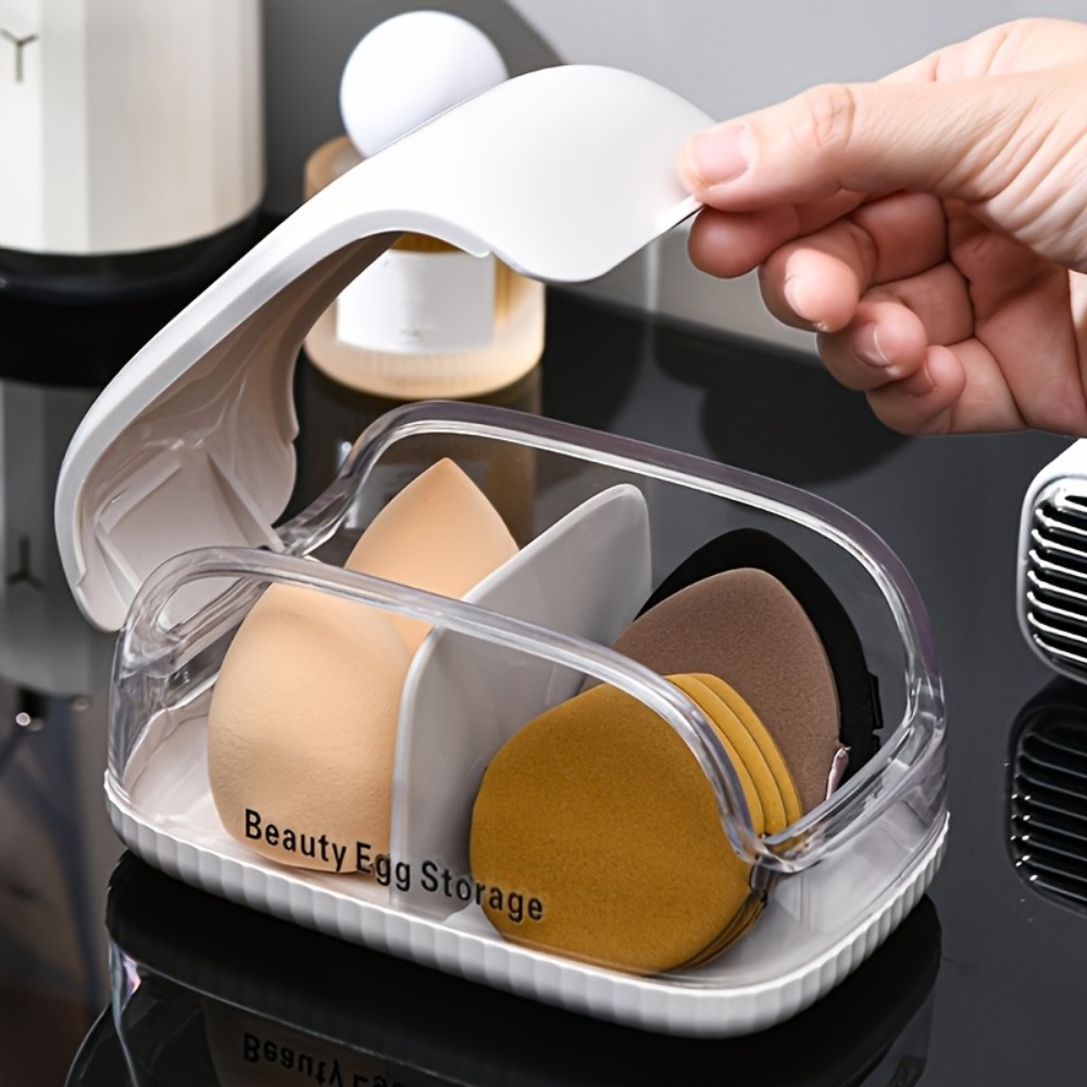 Beauty Blender In Makeup - Dual Compartment Beauty Sponge Storage Box