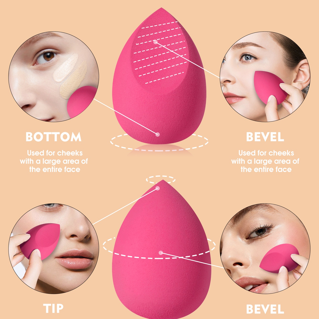 16PCS Pink Makeup Sponge & Pow - огляд і ціна Beauty Blender In Makeup
